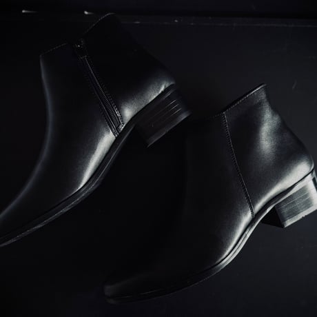【factory sample】side zip leather heel boots 26.5-27