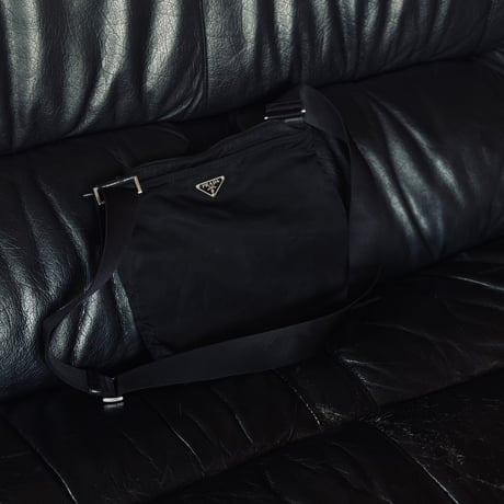 prada nylon logo shoulder bag black #6