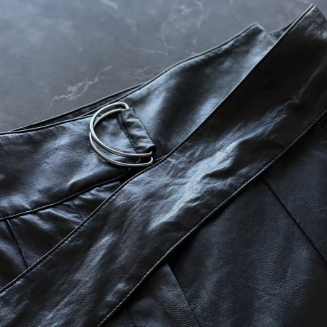 twinset 2023ss pvc leather wide tack pants 42