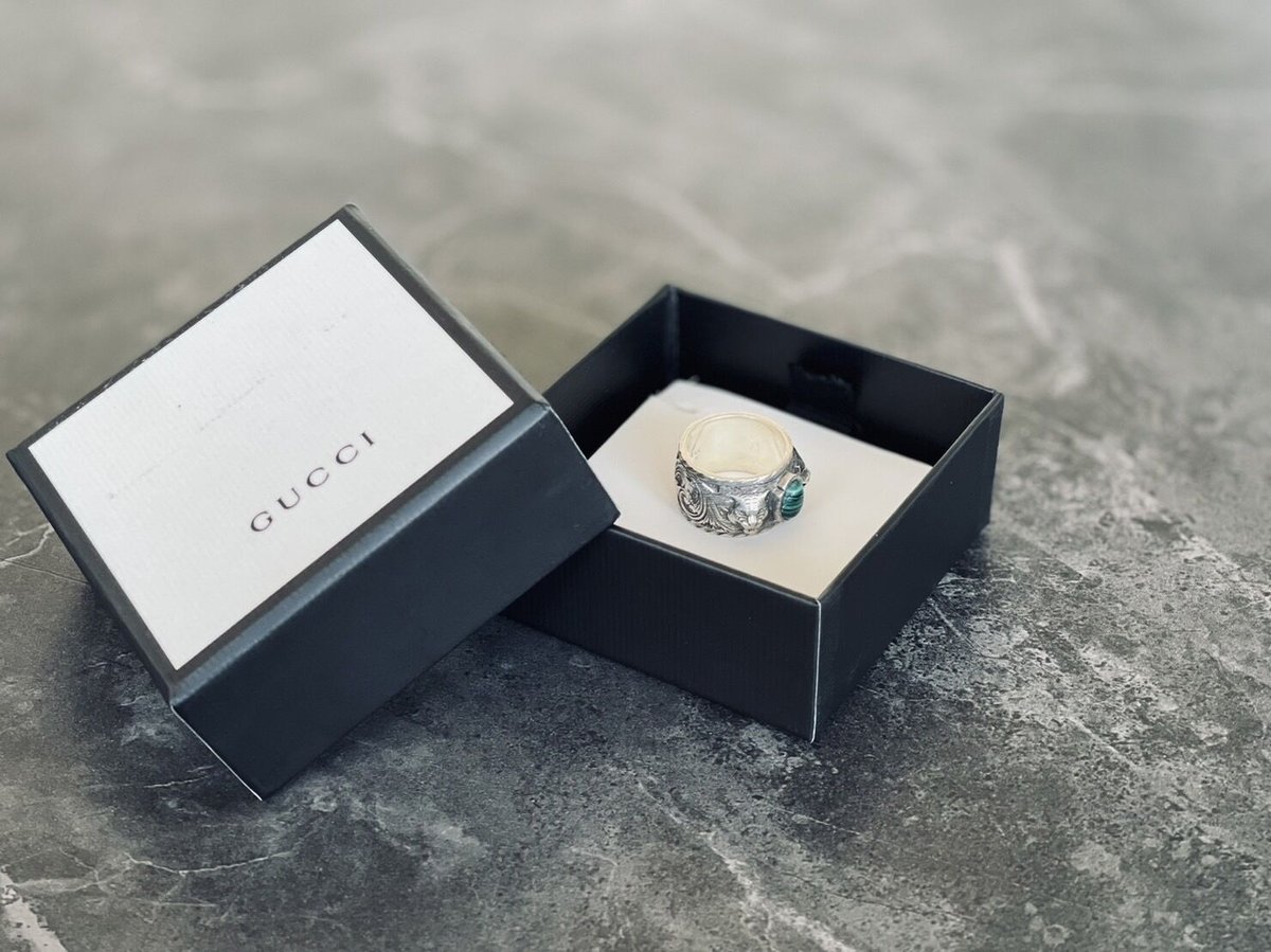 gucci 2023ss interlocking cat head silver ring