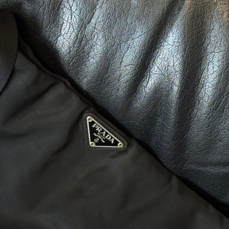 prada nylon logo shoulder bag black D