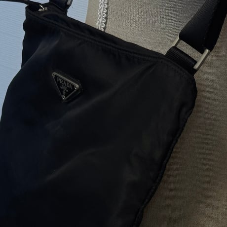prada nylon logo shoulder bag black D