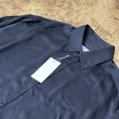 新品 maison margiela 2021ss over size silk long shirt black 36