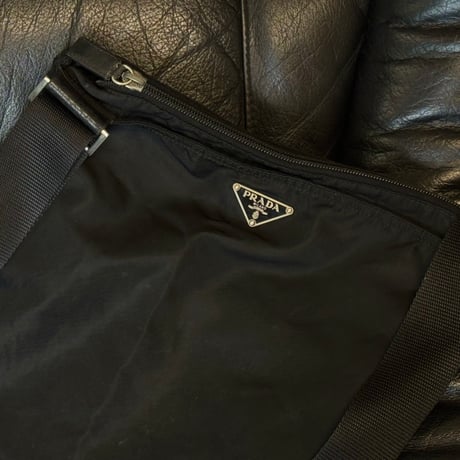 prada nylon logo shoulder bag black #1