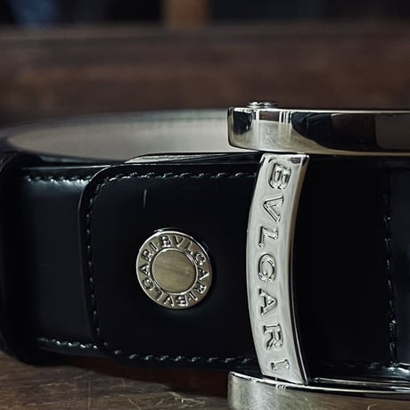 bvlgari 2022aw "rectangle  logo" leather belt