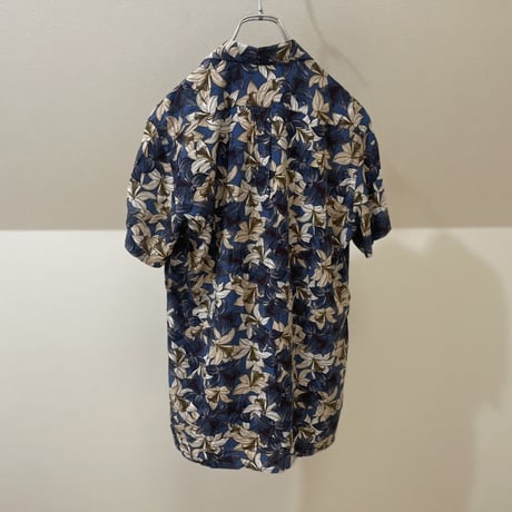 新品 made in Italy rayon open collar shirt navy XL