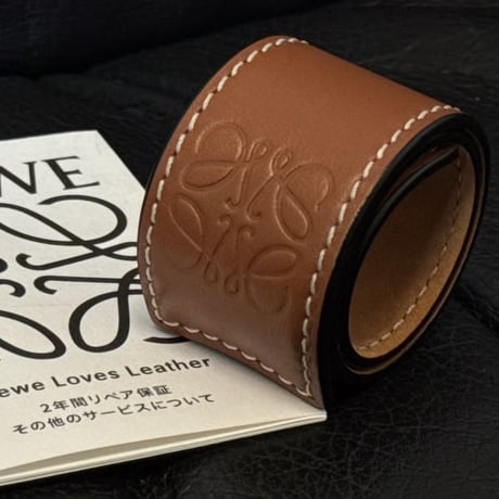 【final price】loewe anagram leather bracelet brown