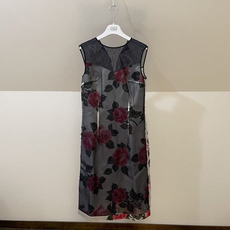 新品 maison margiela 2018ss "白タグ" silk organdy dress black 38