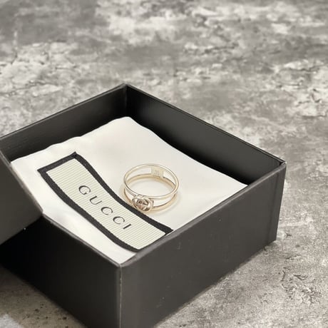 新品 gucci interlocking logo silver ring