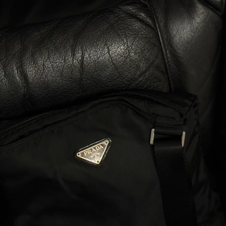 prada nylon logo shoulder bag black D