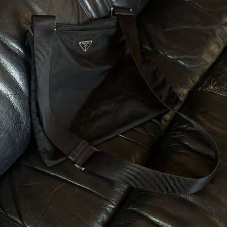 prada nylon logo shoulder bag black #3