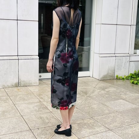 新品 maison margiela 2018ss "白タグ" silk organdy dress black 38