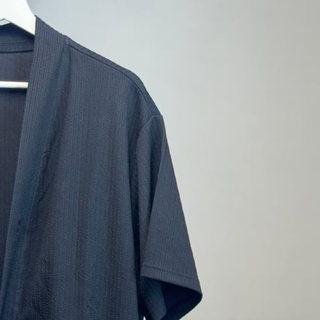 factory sample pleats collarless shirt jacket black