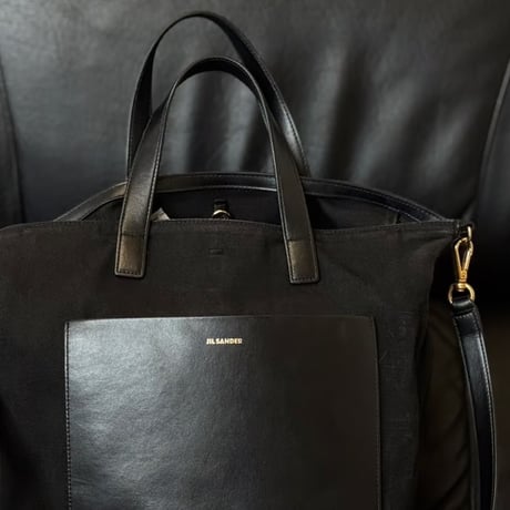 jilsander leather logo shoulder bag