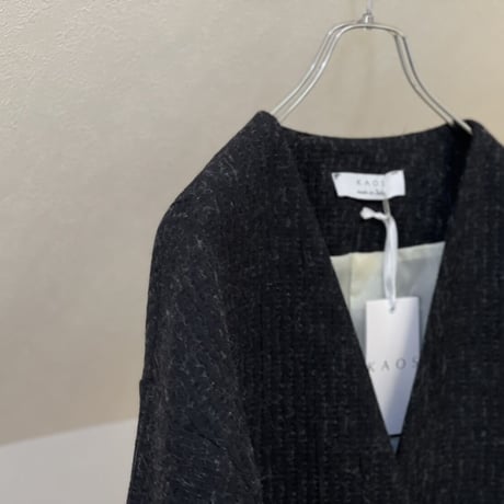 新品 made in Italy over size alpaca wool no collar coat 44