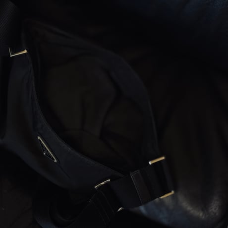 prada nylon logo shoulder bag black #4
