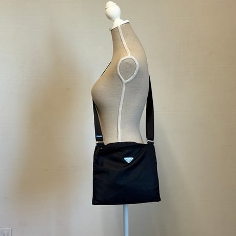 prada nylon logo shoulder bag black B