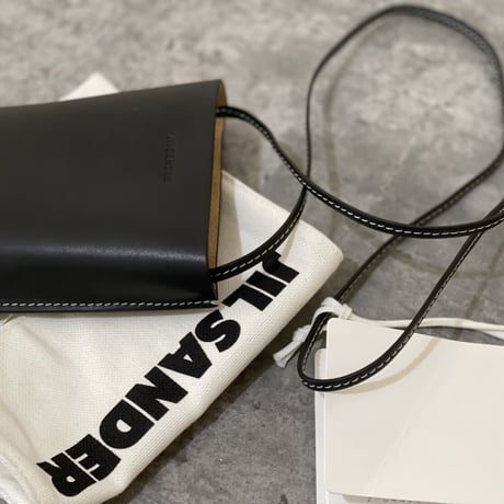 新品 jilsander leather shoulder pouch black