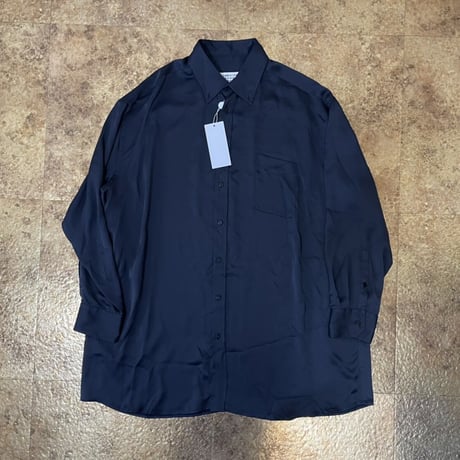 新品 maison margiela 2021ss over size silk long shirt black 36