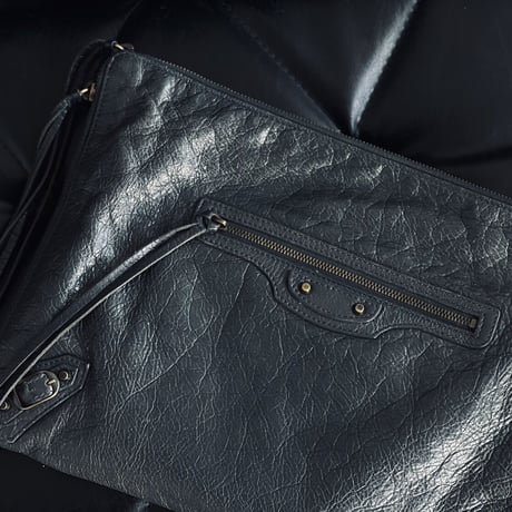 balenciaga leather clutch bag