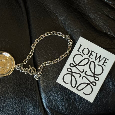 loewe silver anagram logo charm bracelet