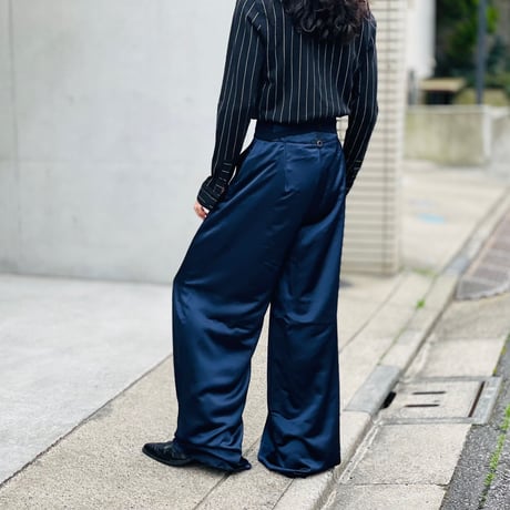 新品 high wide flare pants navy