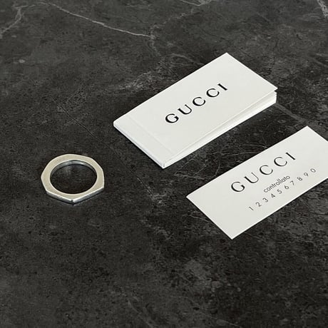 1990-00s gucci hexagon silver ring 13号