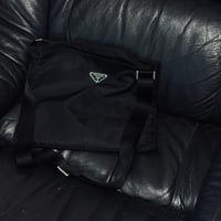 prada nylon logo shoulder bag black C