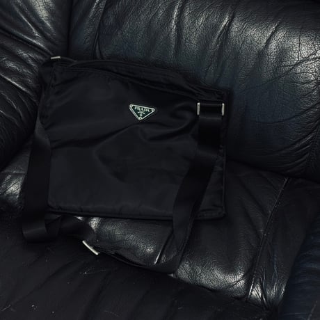 prada nylon logo shoulder bag black C
