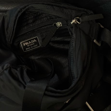 prada nylon logo shoulder bag black A