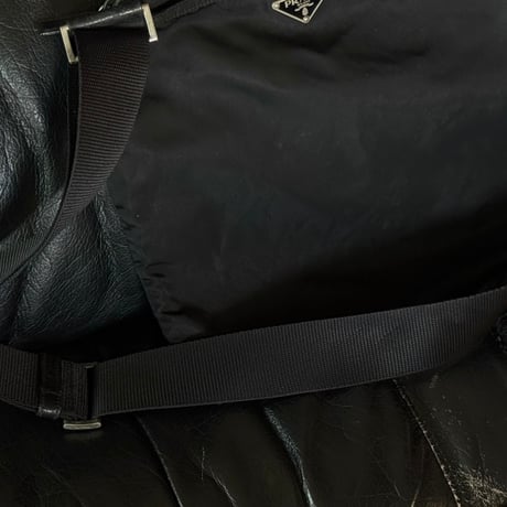 prada nylon logo shoulder bag black #6