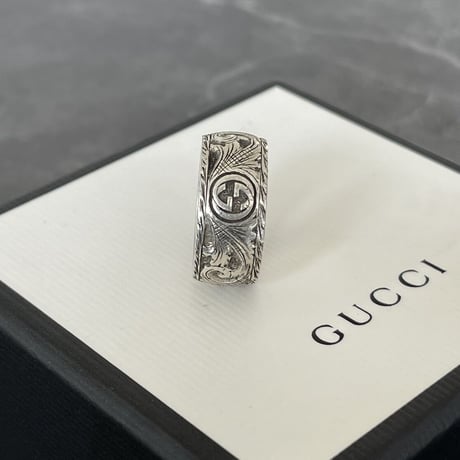 gucci 2023ss interlocking cat head silver ring 17号