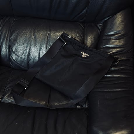 prada nylon logo shoulder bag black #1