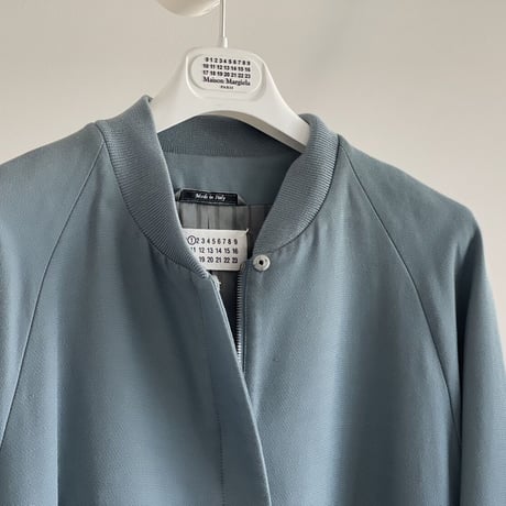 maison margiela zip up long coat blue