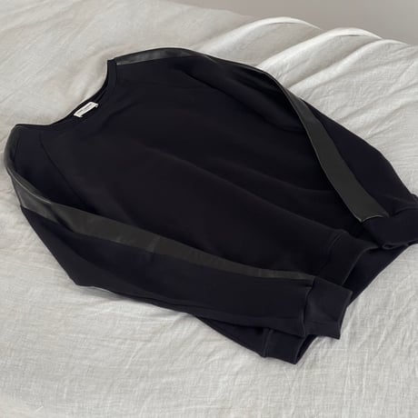 saint laurent paris leather switch sweat