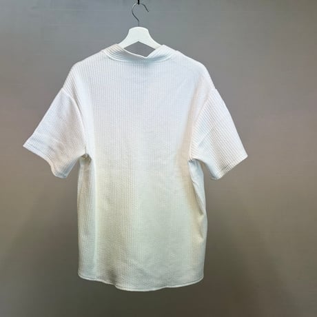 factory sample pleats collarless shirt jacket white