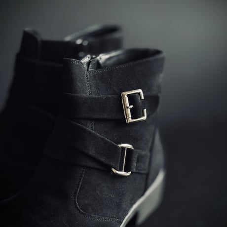 【price down】factory sample black suede heel boots 26.5-27