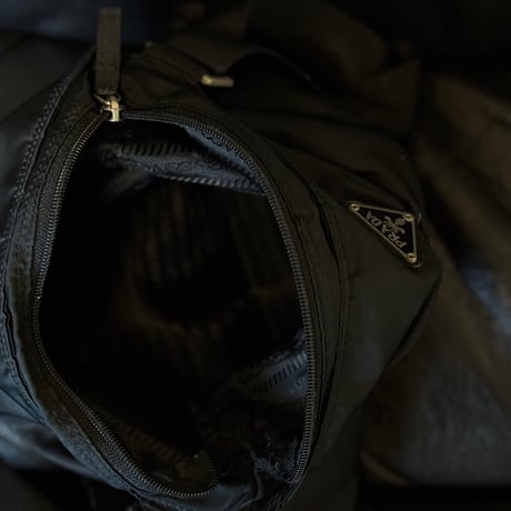 prada nylon logo shoulder bag black C