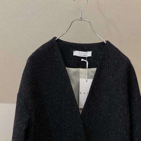 新品 made in Italy over size alpaca wool no collar coat 44