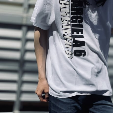 新品 mm6 maison margiela over size logo tops white