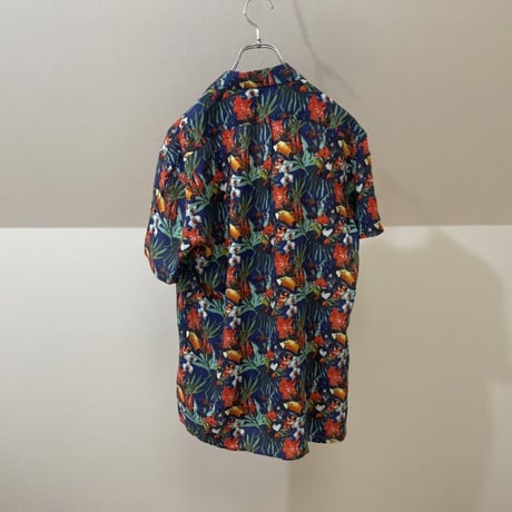 新品 made in Italy rayon open collar shirt L