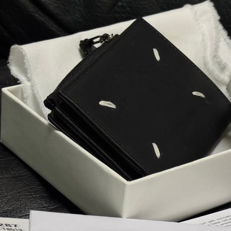 maison margiela leather wallet black