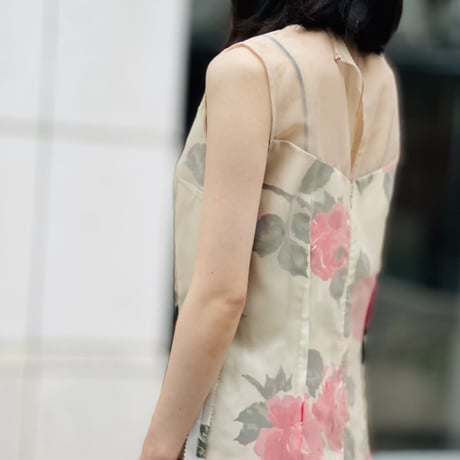 新品 maison margiela 2018ss "白タグ" silk organdy dress beige 36