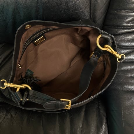 新品 ralph lauren antique finished leather shoulder bag black