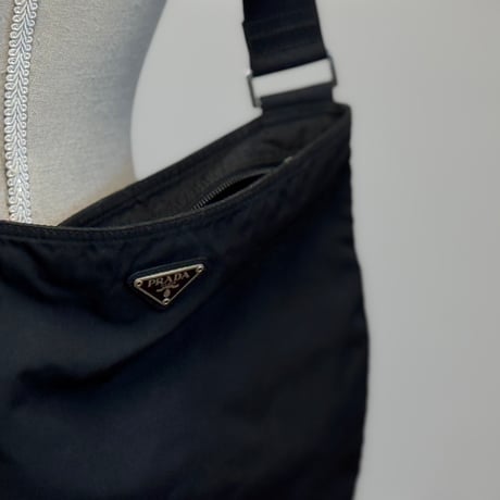 prada nylon logo shoulder bag black #1