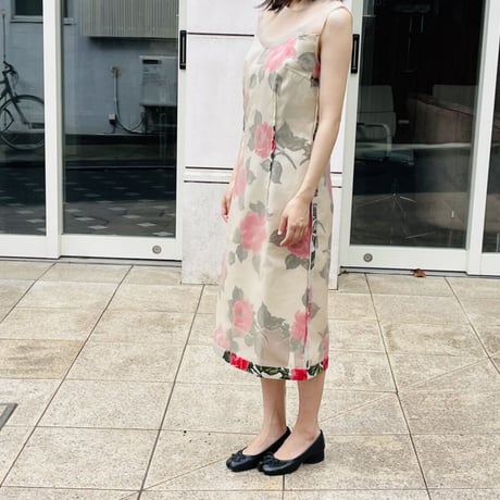 新品 maison margiela 2018ss "白タグ" silk organdy dress beige 36
