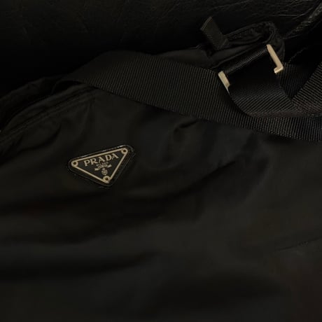 prada nylon logo shoulder bag black A