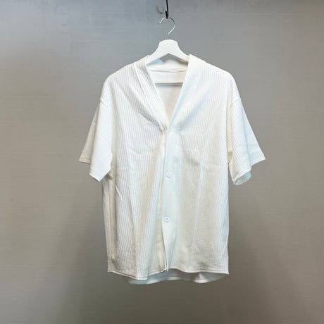 factory sample pleats collarless shirt jacket white