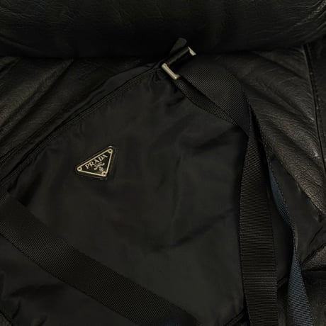 prada nylon logo shoulder bag black A