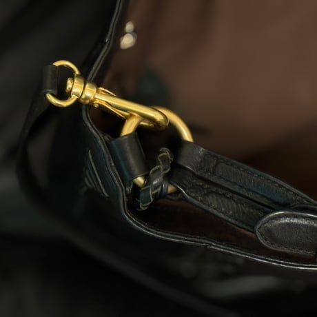 新品 ralph lauren antique finished leather shoulder bag black